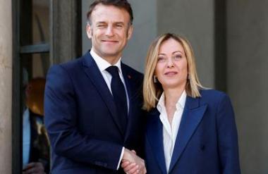 Meloni in Macron na srečanju v Rimu poudarjala skupne zaveze in stališča